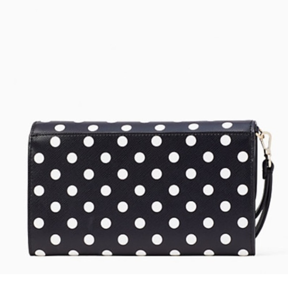 Kate Spade Black & White Polka Dot Med Phone Wristlet Clutch NWT - Picture 2 of 7